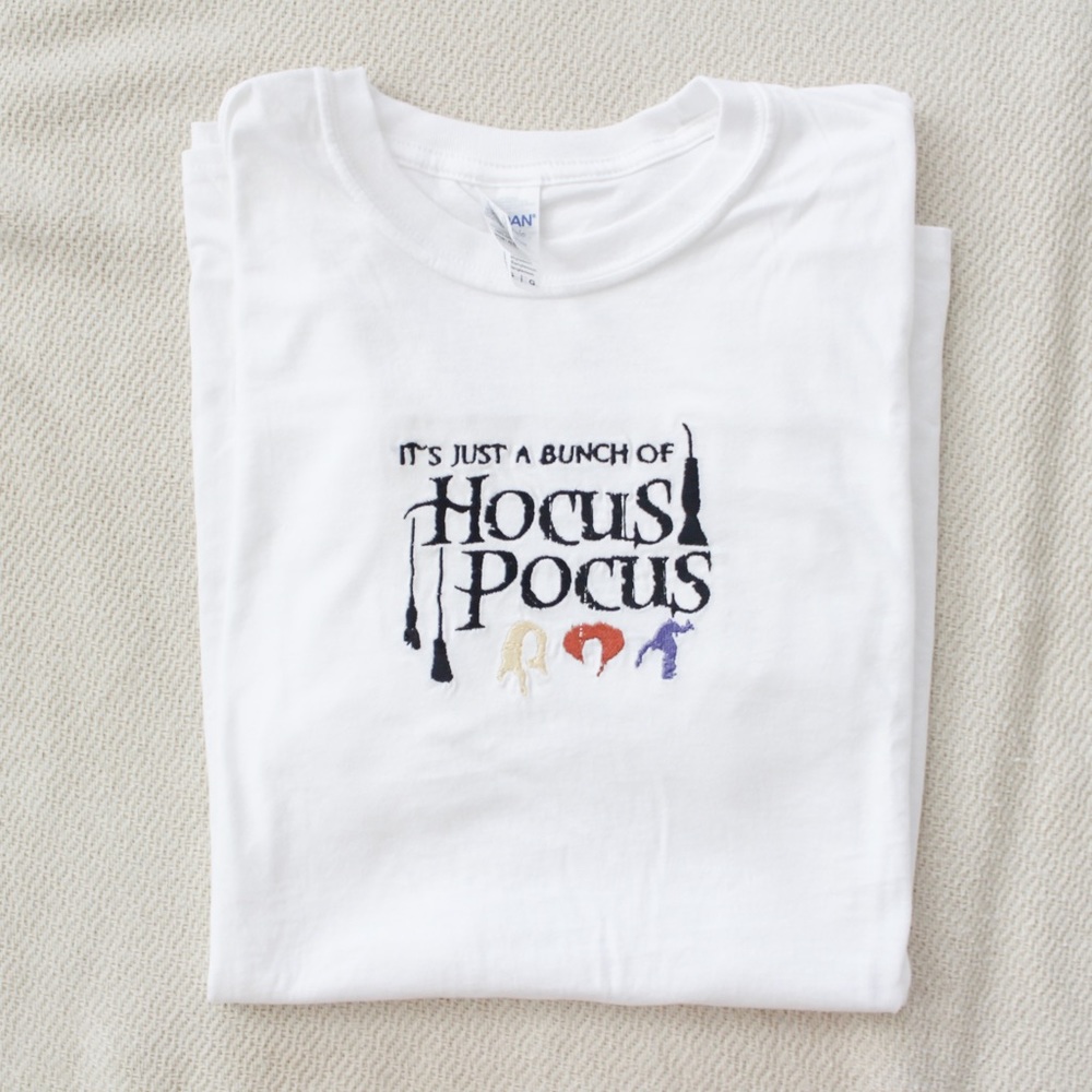 Custom Embroidered Hocus Pocus Halloween Tee Shirt - Picture 4 of 4